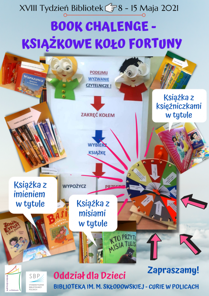 Plakat promujący Książkowe Koło Fortuny w Oddziale dla Dzieci