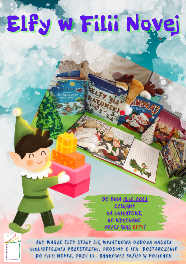 Plakat przedstawiający elfa i książki o elfach