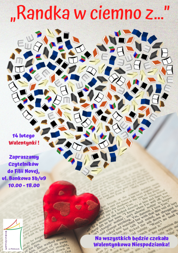 plakat przedstawiający serce z książek